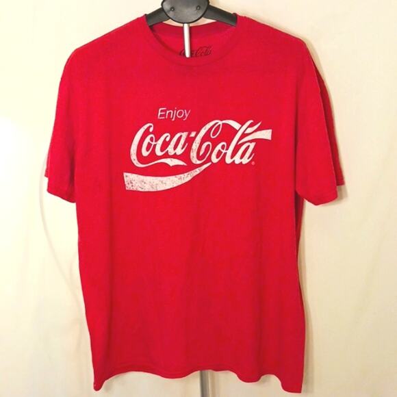 COCA COLA Red T-Shirt Men's Sz L Retro Preppy Vintage Streetwear Relaxed Unisex - Picture 1 of 7